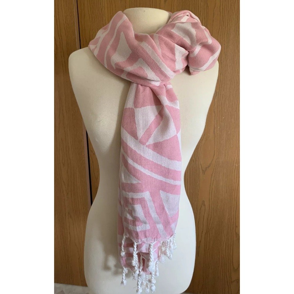 Kate Louise Shawl Scarf Pink Geometric Shapes